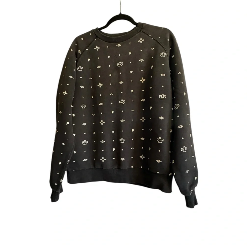 Primitive Black Sweatshirt with White Embroidered Motifs